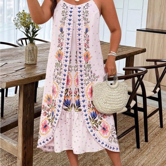 Dresses & Skirts - Floral Pink Sleeveless Dress